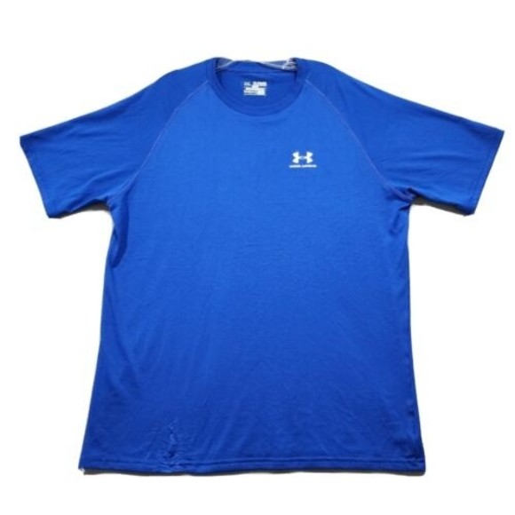Under Armour Shirt Mens 2XL Blue TShirt Solid Regular CoupeHeatGear Shor… - Picture 1 of 16